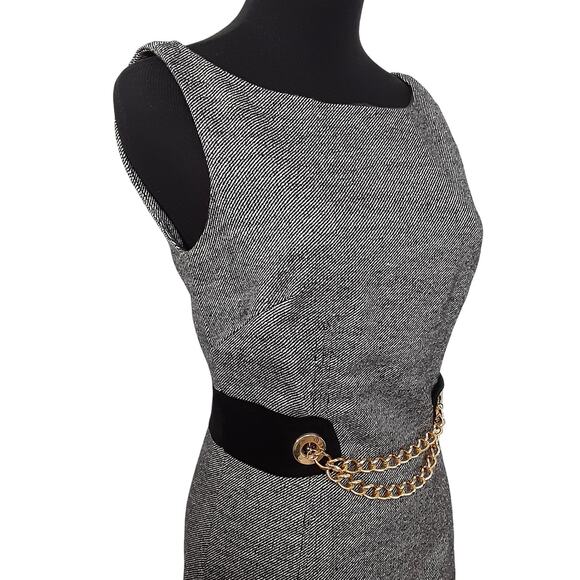 Vintage 60s Milly of New York Shift Dress Wool Silk Tweed Mini Sheath Belted - Picture 3 of 14